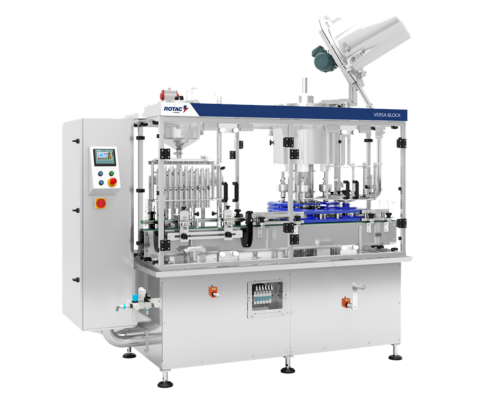 Llenadora volumétrica lineal con taponadora