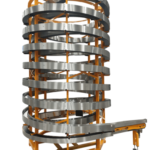 Transportador espiral con retardo de tiempo