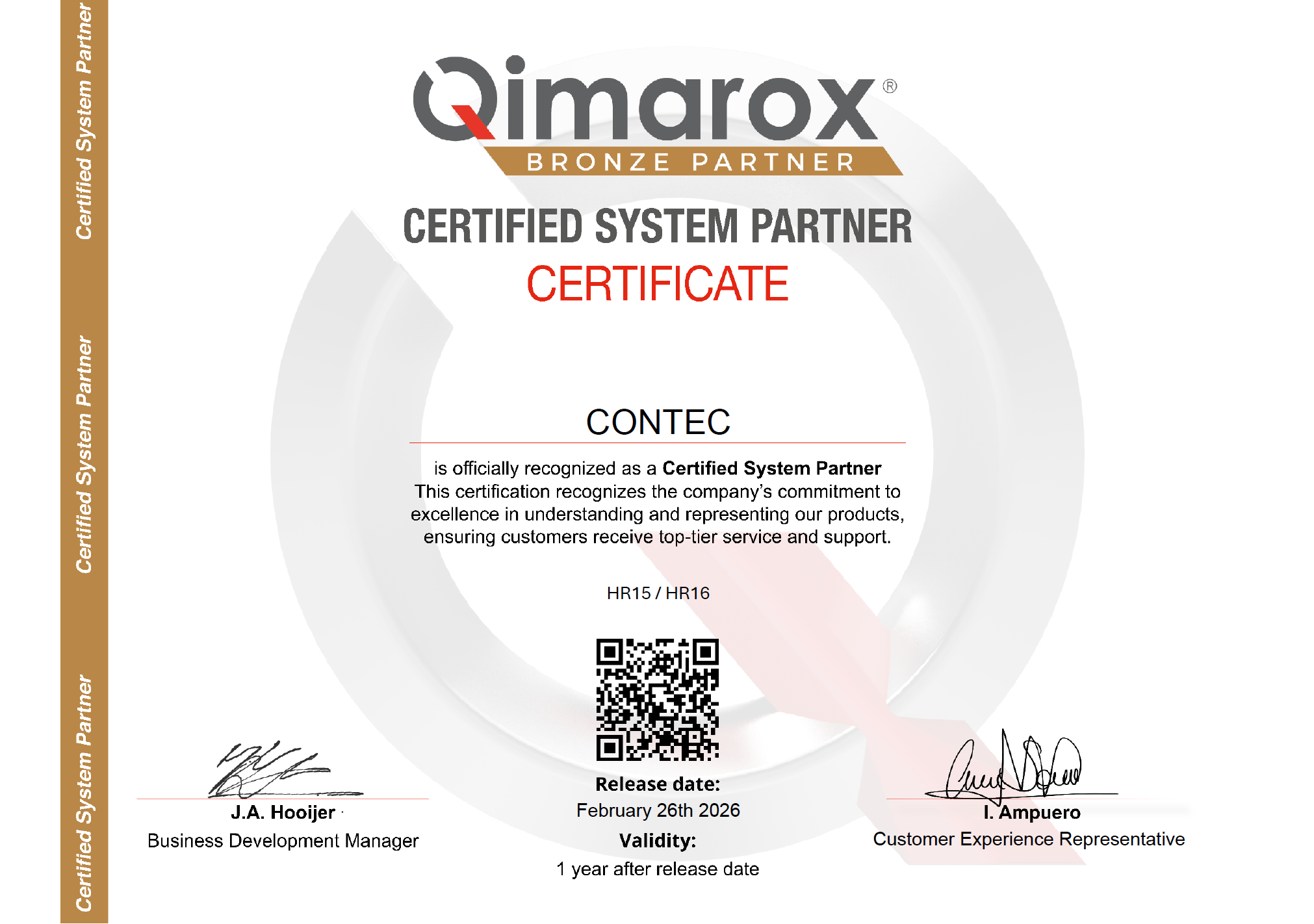 Certificación Qimarox Bronze Partner para soluciones de automatización industrial y manejo de materiales